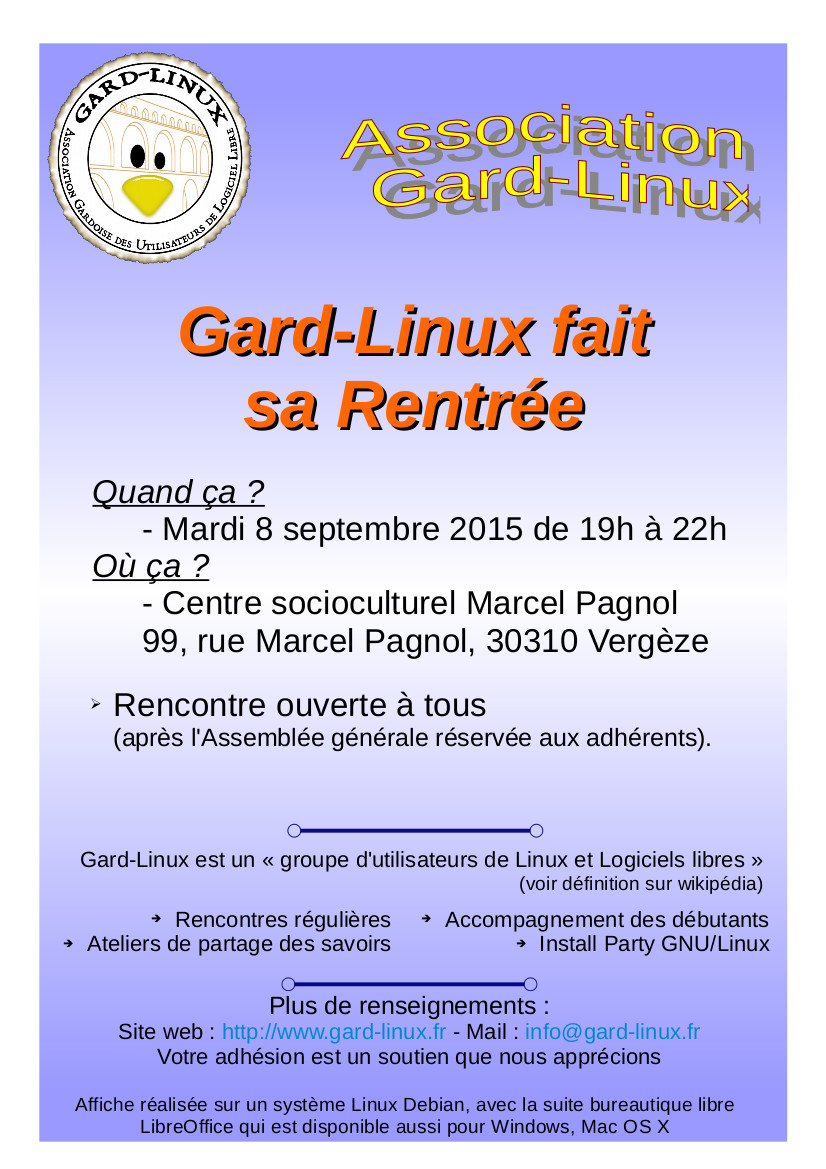 Affiche rentrée Gard-Linux 8 septembre 2015