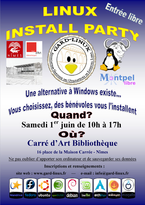 Affiche de l'Install-Party du 1er juin 2013 à Nîmes